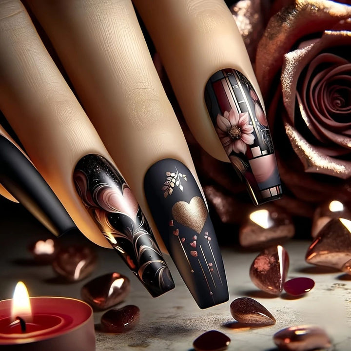 Floral Art Acrylic Nail Set Bowlift