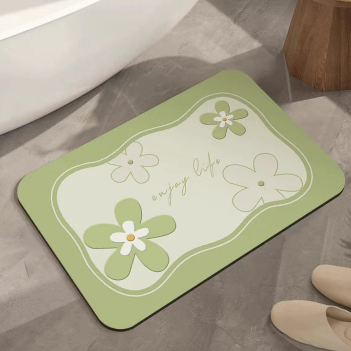 Artistic Floral Bath Mat Bowlift