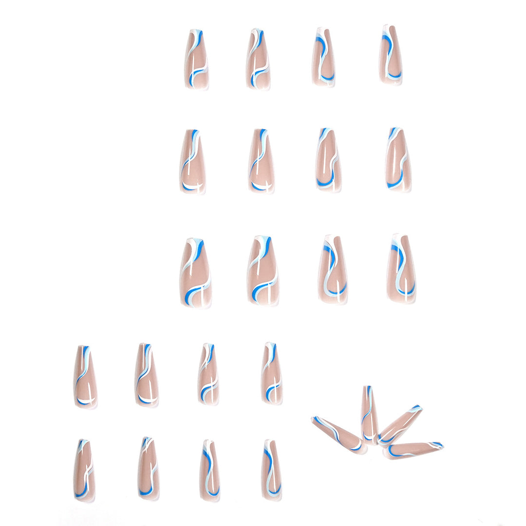 Creative Nail Extensions with Wave Pattern Bowlift