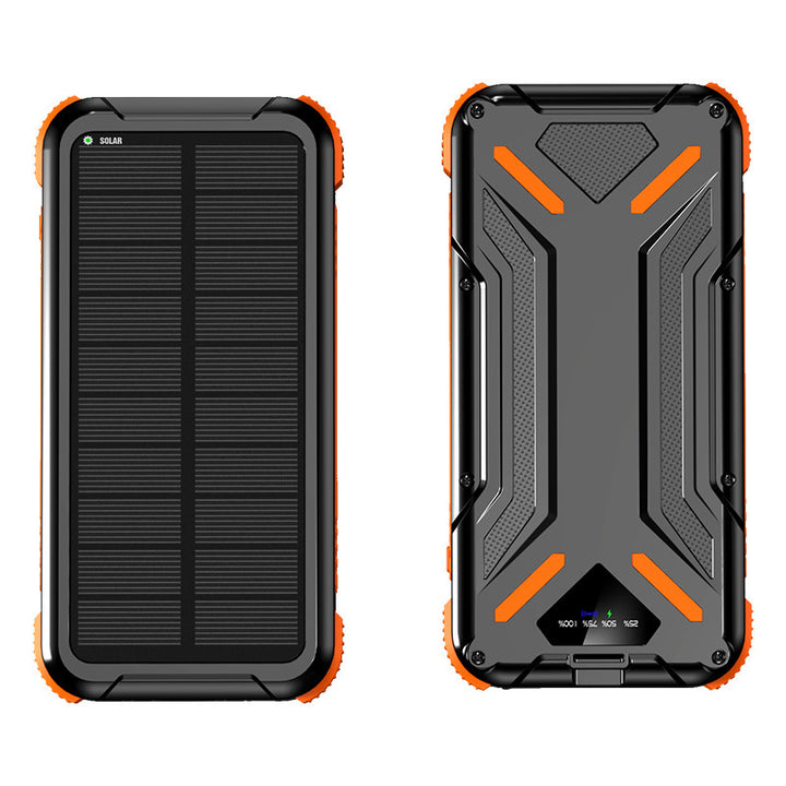 Solar-powered power bank with robust design and LED light Bowlift
