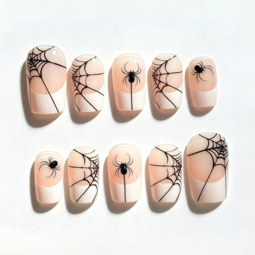 Halloween Artificial Nails with Spider and Web Design Bowlift