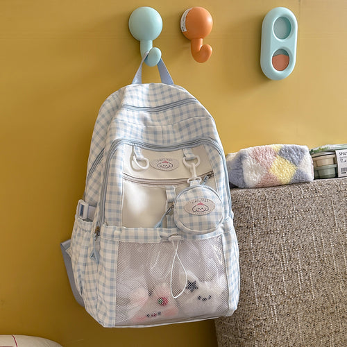 Children's Playful Checked Pattern School Backpack