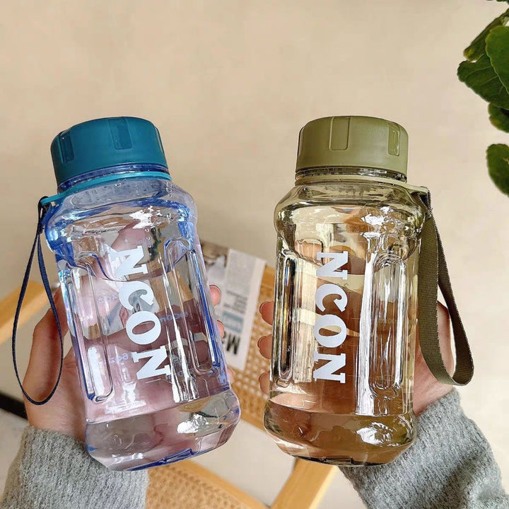 Women Transparent Drinking Bottle with Practical Carrying Handle Bowlift