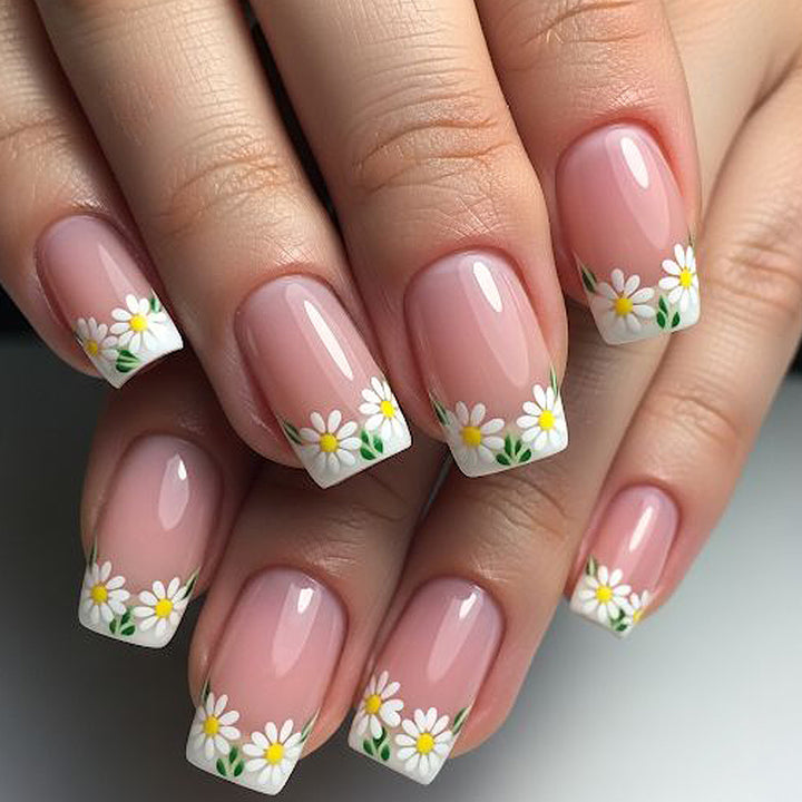 Floral French Tip Nail Art Set Bowlift