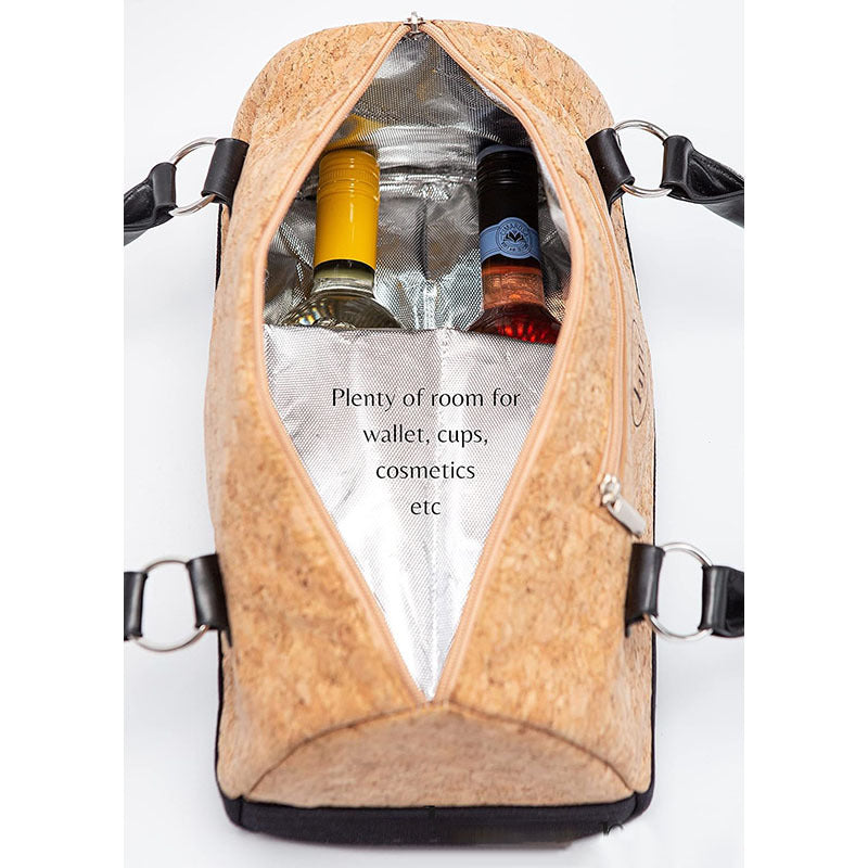 Ladies Elegant Wine Transport Bag with Insulating Lining Bowlift