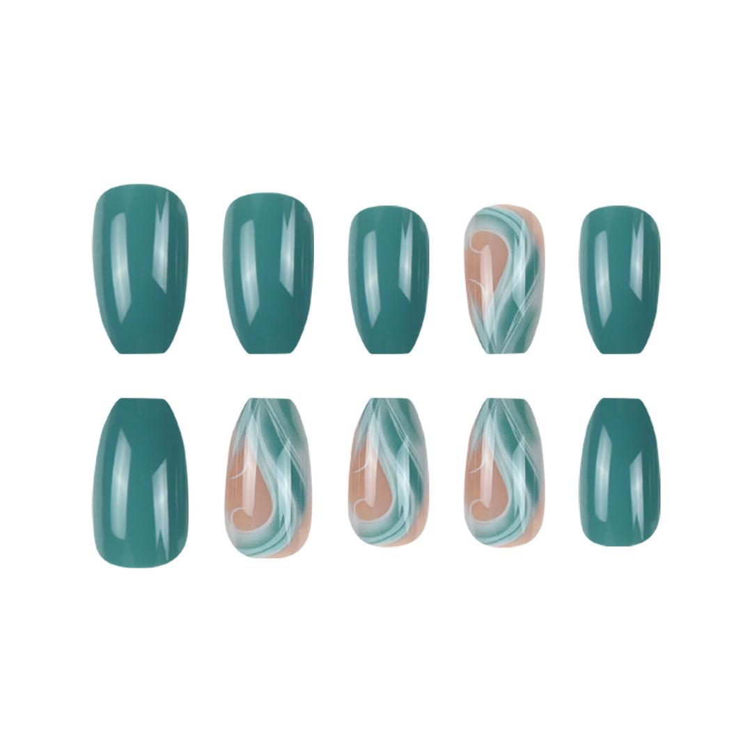 Artistic Stiletto Press-On Nail Set with Abstract Design Bowlift