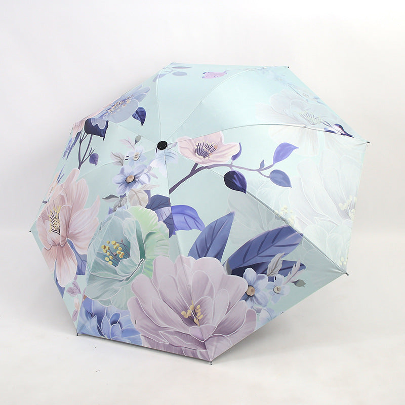 Ladies folding umbrella with artistic flower pattern Bowlift