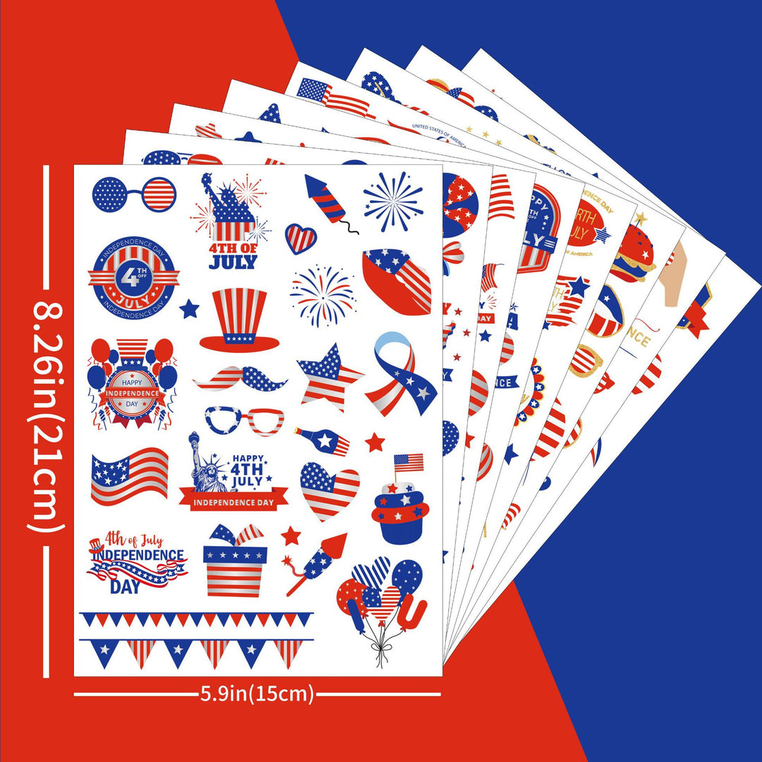 Unisex nan patriotic multiple sticker sheets with USA symbols and self-adhesive vinyl Bowlift
