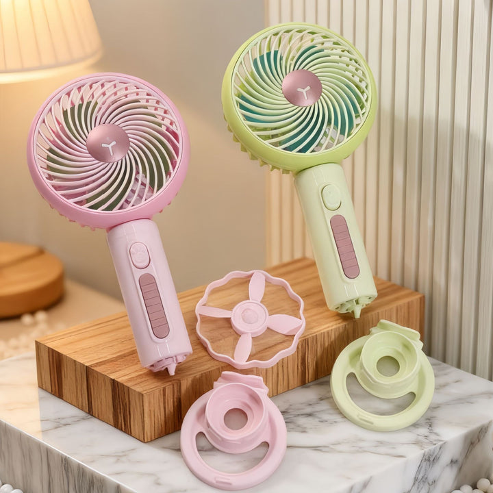 Ladies Portable Mini Handheld Fan with Flexible Tilt Adjustment Bowlift