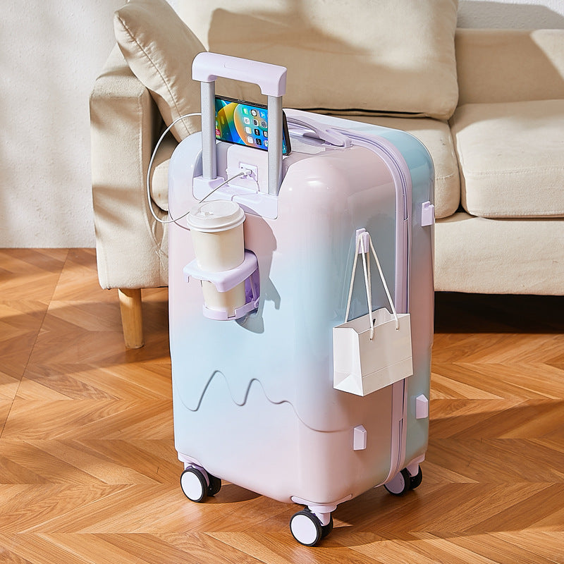 Unisex Innovative Charging Travel Suitcase Bowlift