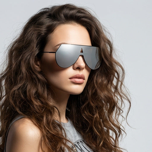 Women's futuristic oversized sunglasses with protective metal frame Bowlift