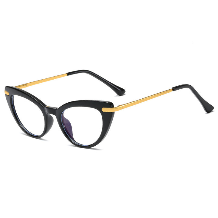 Women's Cat-Eye Sunglasses with Shiny Metal Frame Bowlift