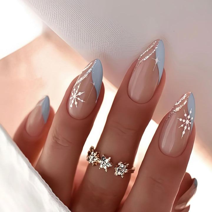 Artistic nail embellishment with snowflake accents Bowlift