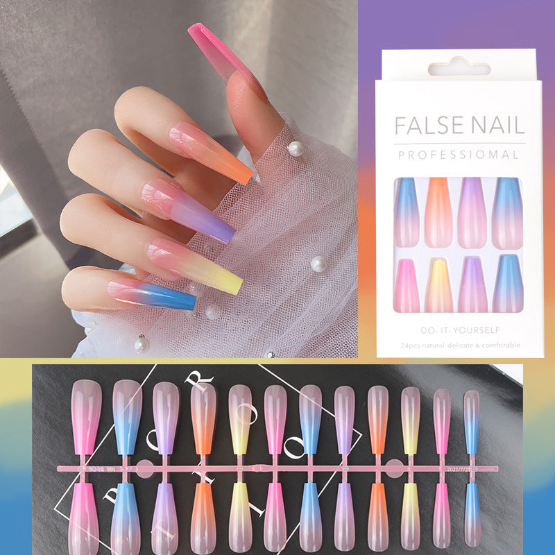 Gradient Ombre Long Press-On Nails Bowlift