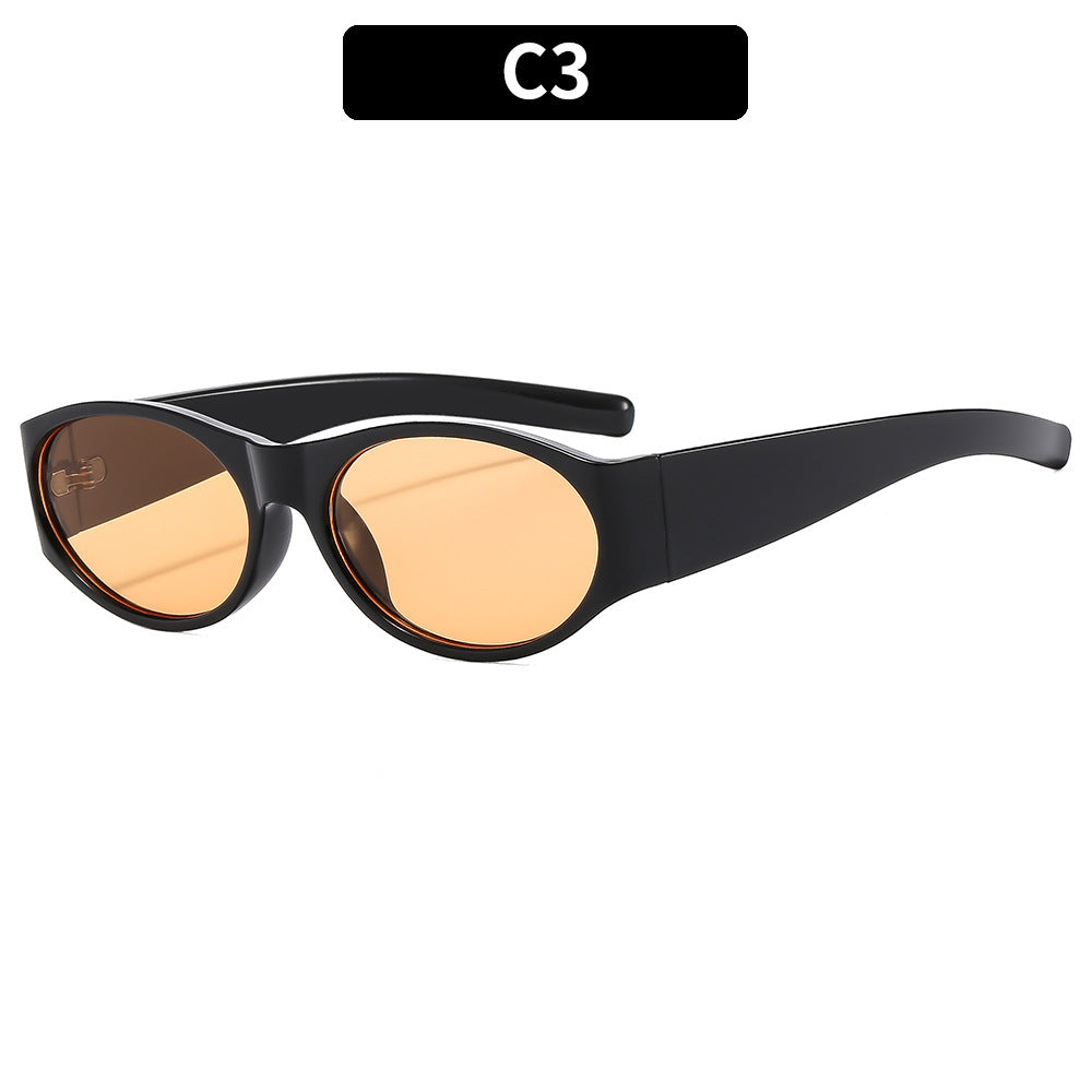 Vintage-Inspired Sleek Oval Sunglasses
