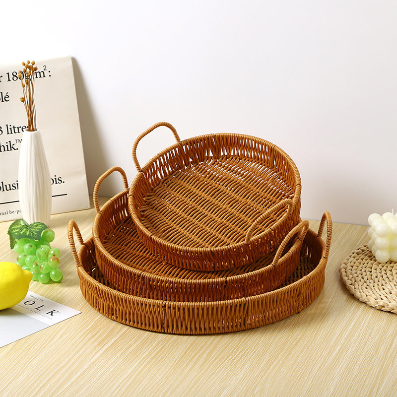 Round Woven Serving Tray Bowlift