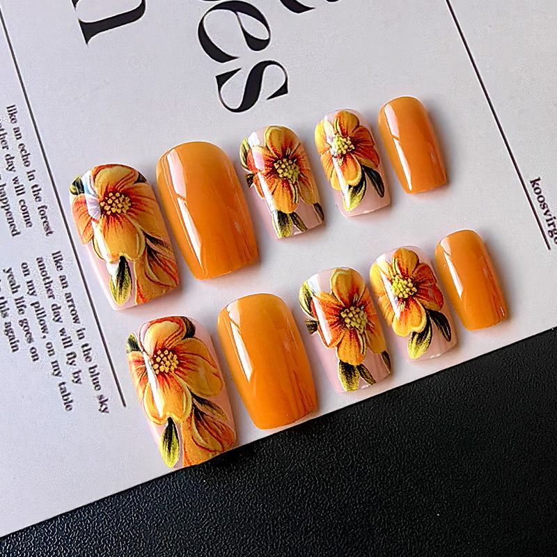 Artificial nails with floral design Bowlift