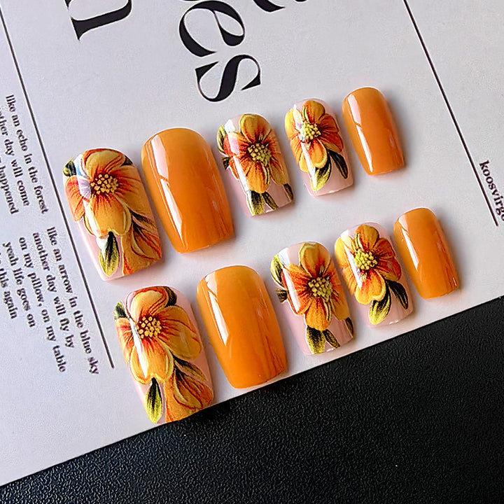 Artificial nails with floral design Bowlift