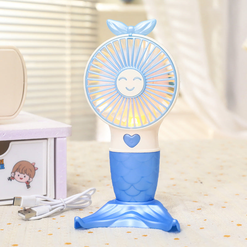 Women Portable Handheld Fan with Mermaid Design Bowlift