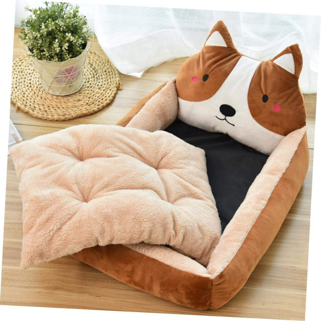 Cute Animal-Themed Plush Dog Bed