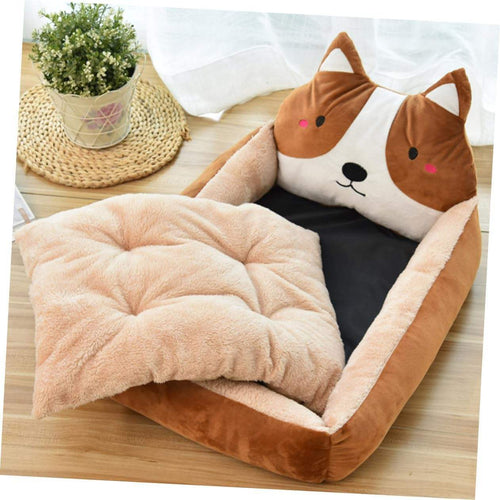 Cute Animal-Themed Plush Dog Bed