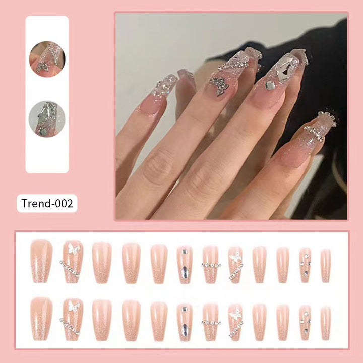 Sparkling Rhinestone Press-On Nail Set Bowlift