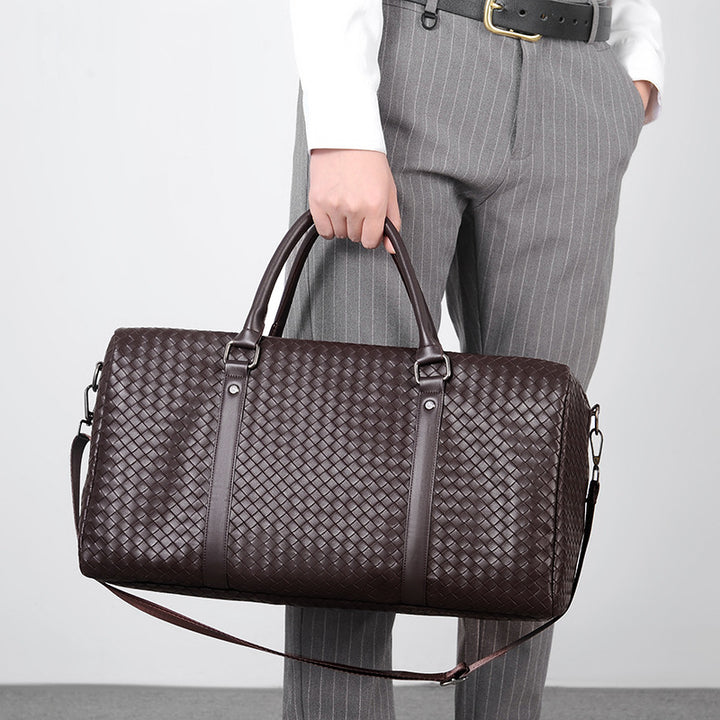 Woven Leather Weekend Duffle Bowlift