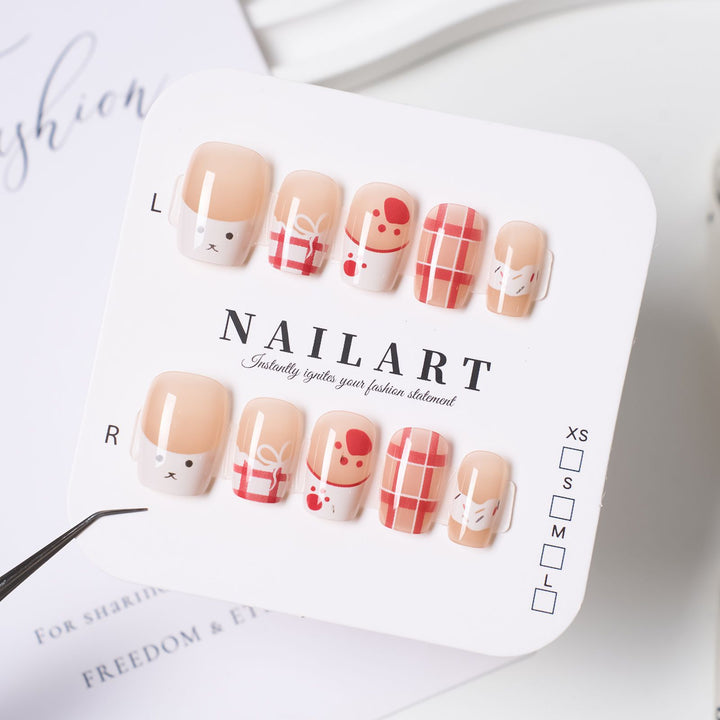 Cute Character-Inspired Press-On Nail Set Bowlift