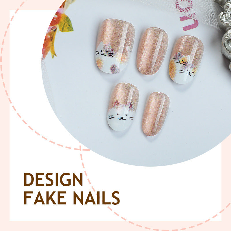 Creative nail art set with cute animal motifs and glitter accents Bowlift