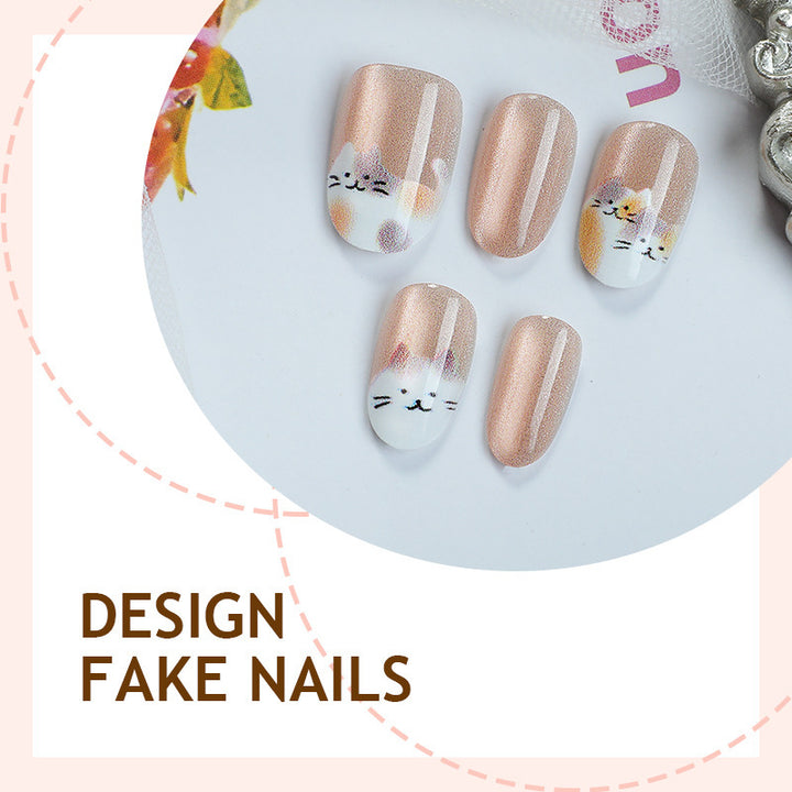 Creative nail art set with cute animal motifs and glitter accents Bowlift