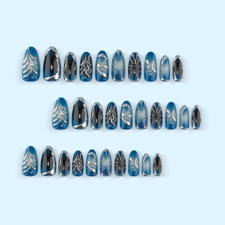 Glamorous artificial nails with unique metallic accents Bowlift