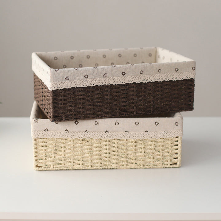 Fabric-Lined Woven Storage Basket Bowlift