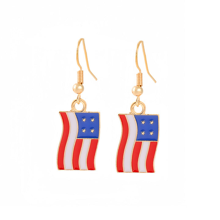 Ladies enamel earrings horseshoe with star stripe motif Bowlift