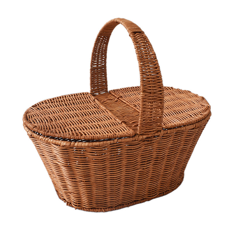 Handcrafted Woven Picnic Storage Basket Bowlift