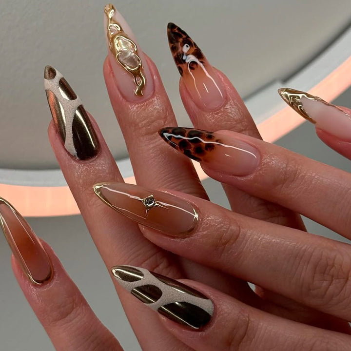 Premium Stiletto Nail Extensions with Artistic Design Bowlift