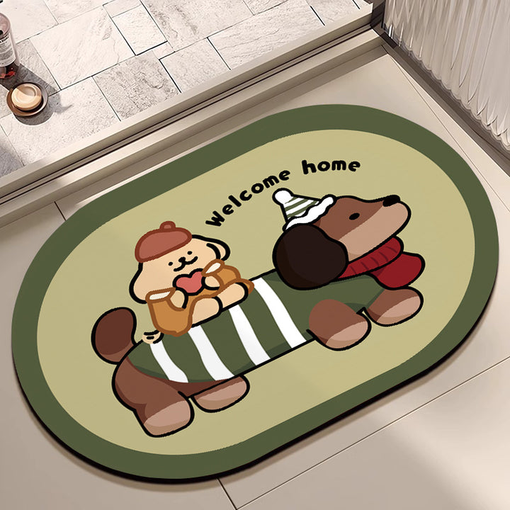 Cute Cartoon Dog Bath Mat Bowlift