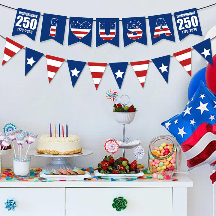 Unisex nan pennant string made of durable polyester with star and stripe motif for party decoration Bowlift