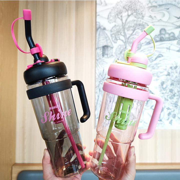 Women's practical drinking bottle with integrated straw Bowlift