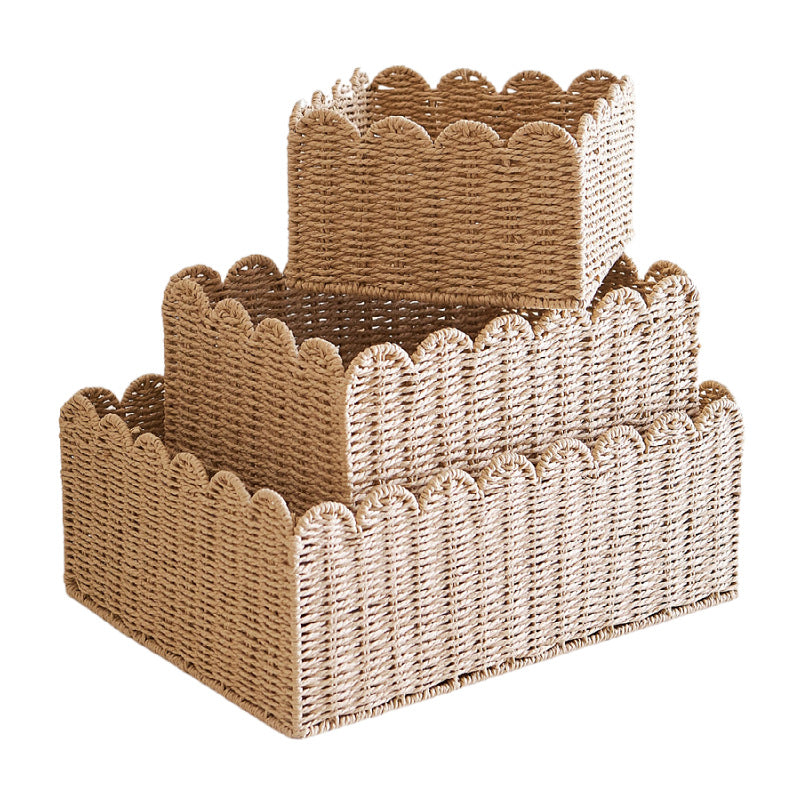 Scalloped Woven Storage Basket Bowlift