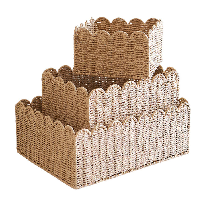 Handcrafted storage basket with curved edge Bowlift
