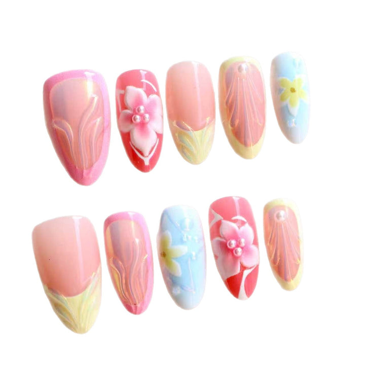 Artistic Floral Press-On Nail Set Bowlift 1788497796