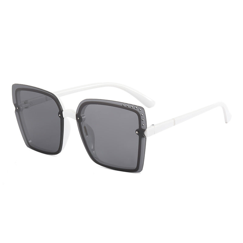 Ladies Square Sunglasses with Sparkling Frame Accents Bowlift