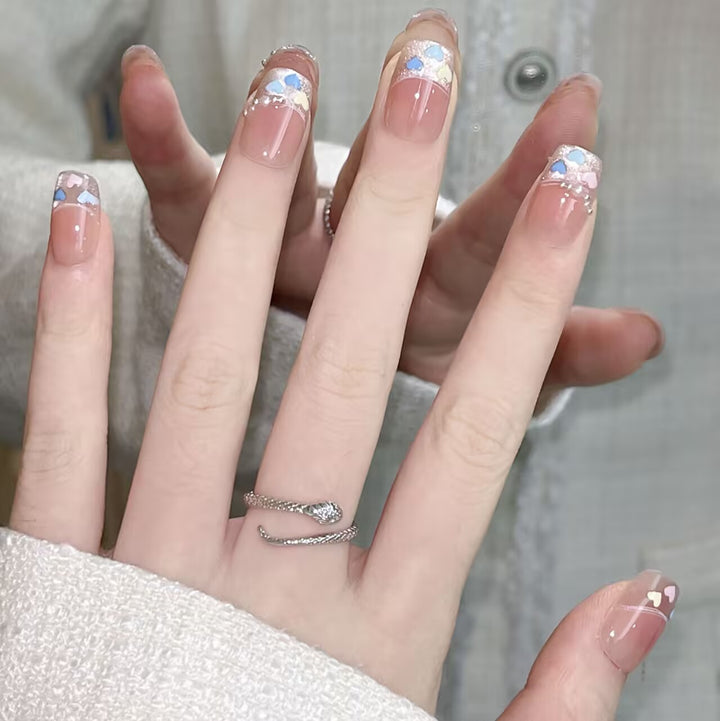 Artistic Floral Press-On Nail Set Bowlift