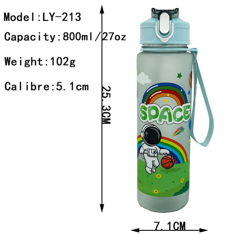Women's water bottle in space design with practical carrying strap Bowlift