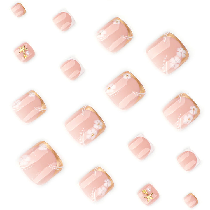 Artful toenail art with delicate flower and glitter accents Bowlift