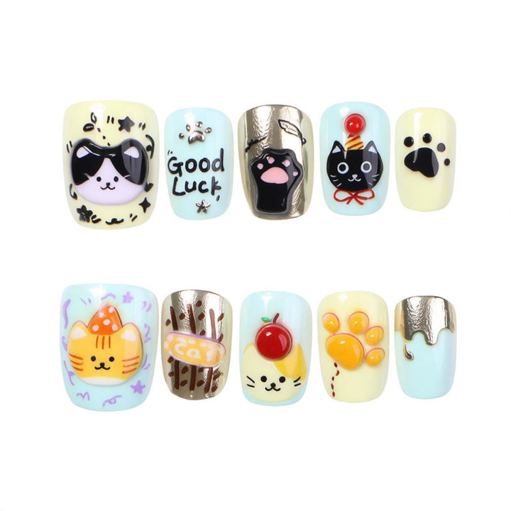 Whimsical Thematic Press-On Nail Art Set Bowlift