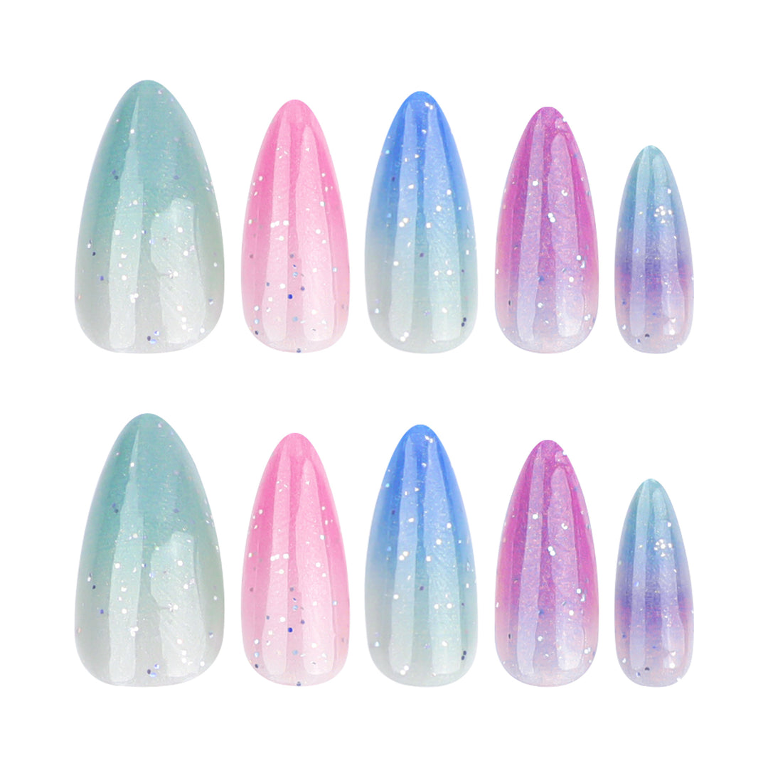 Artful Nail Extensions with Glitter Gradients Bowlift
