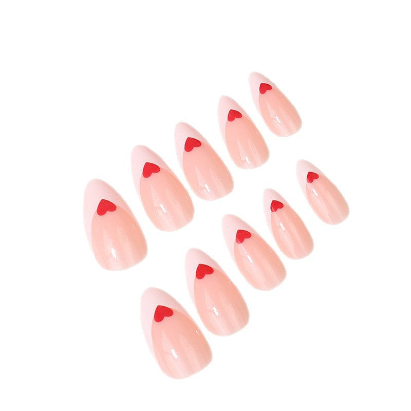 Heart-Pattered Press-On Nail Art Bowlift