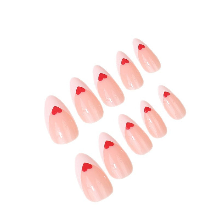 Heart-Pattered Press-On Nail Art Bowlift