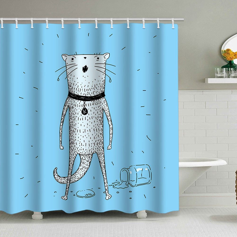 Artistic Dog Illustration Shower Curtain Bowlift